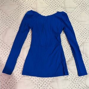 Susana Monaco fitted Long Sleeve Blue Top with Criss Cross Back Sz S